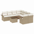 Havesofa Sæt med pude 9 pcs Beige og creme polyrattan