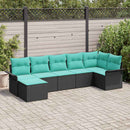 Havesofa Sæt 7 stk. Sort polyrattan
