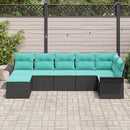 Havesofa Sæt 7 stk. Sort polyrattan