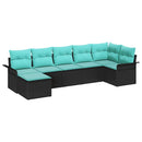 Havesofa Sæt 7 stk. Sort polyrattan