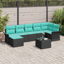 Havesofa Sæt 8 stk. Sort polyrattan