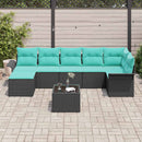 Havesofa Sæt 8 stk. Sort polyrattan