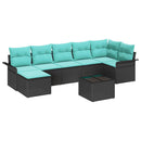 Havesofa Sæt 8 stk. Sort polyrattan