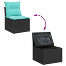 Havesofa Sæt 8 stk. Sort polyrattan