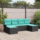 Havesofa Sæt 6 stk. Sort Poly rattan