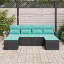 Havesofa Sæt 6 stk. Sort Poly rattan