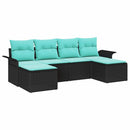 Havesofa Sæt 6 stk. Sort Poly rattan