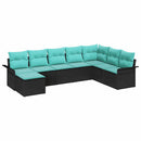 Havesofa Sæt 8 stk. Sort Poly rattan