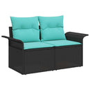 Havesofa Sæt 8 stk. Sort Poly rattan