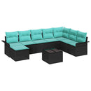 Havesofa Sæt 9 stk. Sort Poly rattan