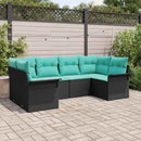 Havesofa Sæt 6 stk. Sort Poly rattan