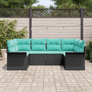 Havesofa Sæt 6 stk. Sort Poly rattan