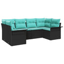 Havesofa Sæt 6 stk. Sort Poly rattan