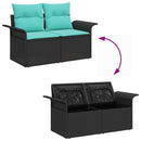 Havesofa Sæt 6 stk. Sort Poly rattan