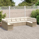 Havesofa Sæt 10 stk. Beige polyrattan