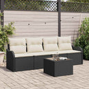 Havesofa Sæt med opbevaring 5 pcs Sort og Cream polyrattan