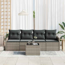 Havesofa Sæt med pude 5 pcs Grå Polyrattan og stål og glas