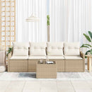 Havesofa Sæt 5 pcs Beige og creme Polyrattan og stål og glas