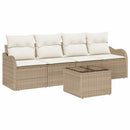 Havesofa Sæt 5 pcs Beige og creme Polyrattan og stål og glas