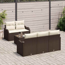Havesofa Sæt 6 pcs Brun og Creme Polyrattan og stål og glas