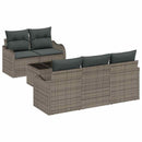 Havesofa Sæt med pude 6 pcs Grå Polyrattan og stål og glas