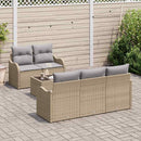 Havesofa Sæt 6 pcs Beige og grå Polyrattan og stål og glas