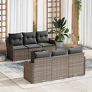 Havesofa Sæt med pude 7 pcs Grå Poly Rattan og Stål og Glas