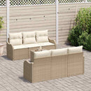 Havesofa Sæt 7 pcs Beige og creme Poly Rattan og Stål og Glas