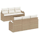 Havesofa Sæt 7 pcs Beige og creme Poly Rattan og Stål og Glas