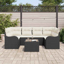 Havesofa Sæt 7 pcs Sort og Cream Polyrattan og stål og glas