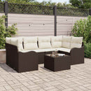 Havesofa Sæt 7 pcs Brun og Creme Polyrattan og stål og glas