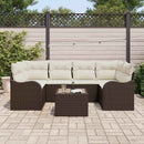 Havesofa Sæt 7 pcs Brun og Creme Polyrattan og stål og glas