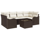 Havesofa Sæt 7 pcs Brun og Creme Polyrattan og stål og glas