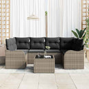 Havesofa Sæt med pude 7 pcs Grå Polyrattan og stål og glas