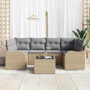 Havesofa Sæt 7 pcs Beige og grå Polyrattan og stål og glas
