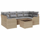 Havesofa Sæt 7 pcs Beige og grå Polyrattan og stål og glas