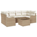 Havesofa Sæt 7 pcs Beige og creme Polyrattan og stål og glas