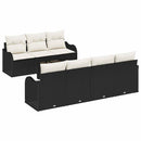 Havesofa Sæt 8 pcs Sort og Cream Poly Rattan og Stål og Glas
