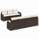 Havesofa Sæt 8 pcs Brun og Creme Poly Rattan og Stål og Glas