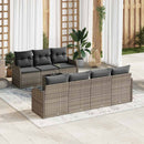 Havesofa Sæt med pude 8 pcs Grå Poly Rattan og Stål og Glas