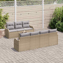 Havesofa Sæt 8 pcs Beige og grå Poly Rattan og Stål og Glas