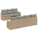 Havesofa Sæt 8 pcs Beige og grå Poly Rattan og Stål og Glas