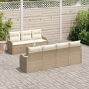 Havesofa Sæt 8 pcs Beige og creme Poly Rattan og Stål og Glas