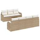 Havesofa Sæt 8 pcs Beige og creme Poly Rattan og Stål og Glas