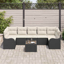 Havesofa Sæt 8 pcs Sort og Cream Poly Rattan og Stål og Glas
