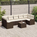 Havesofa Sæt 8 pcs Brun og Creme Poly Rattan og Stål og Glas