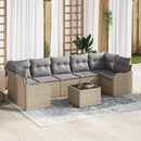 Havesofa Sæt 8 pcs Beige og grå Poly Rattan og Stål og Glas
