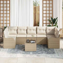 Havesofa Sæt 8 pcs Beige og creme Poly Rattan og Stål og Glas