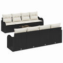 Havesofa Sæt 9 pcs Sort og Cream Poly Rattan og Stål og Glas