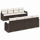 Havesofa Sæt 9 pcs Brun og Creme Poly Rattan og Stål og Glas